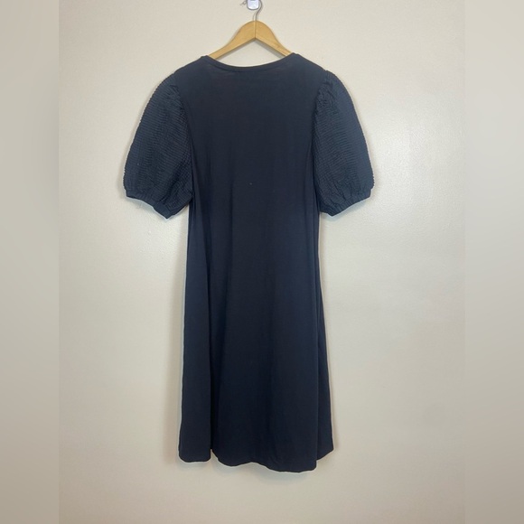 Chico’s Textured Puff Sleeve Black Dress - Picture 7 of 8